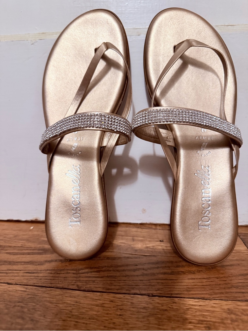 Toscanelli Rose Gold Rhinestone Strap Sandals